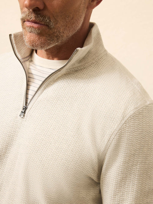 SERENOVAA  Textured Knit Quarter Zip - Snow Grey Heather
