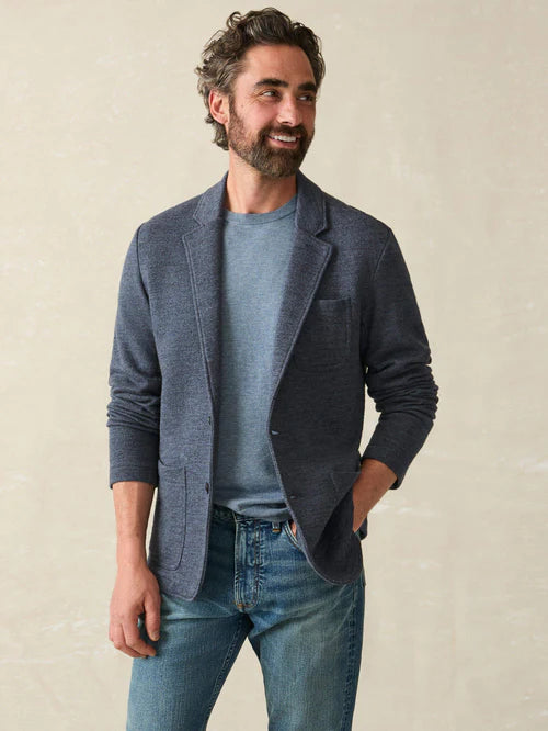 SERENOVAA  Inlet Knit Blazer (Short) - Deep Navy Melange