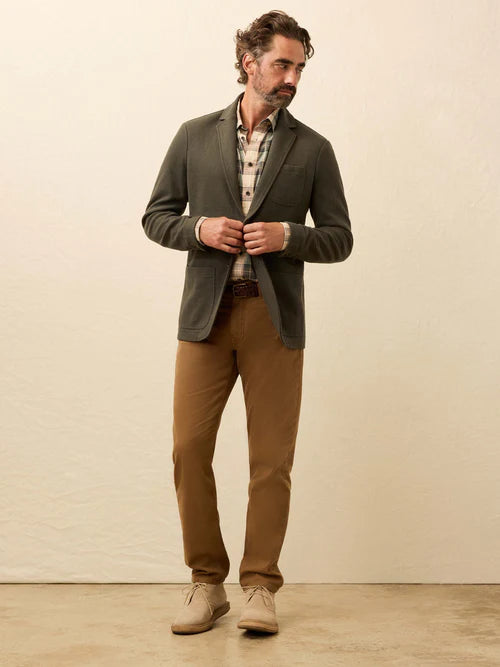 SERENOVAA  Inlet Knit Tweed Blazer - Olive Lake Herringbone