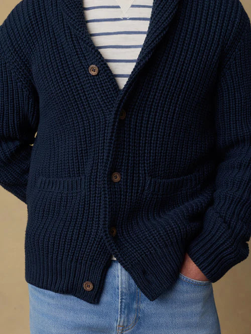 SERENOVAA  Cotton Cardigan - Playa Navy