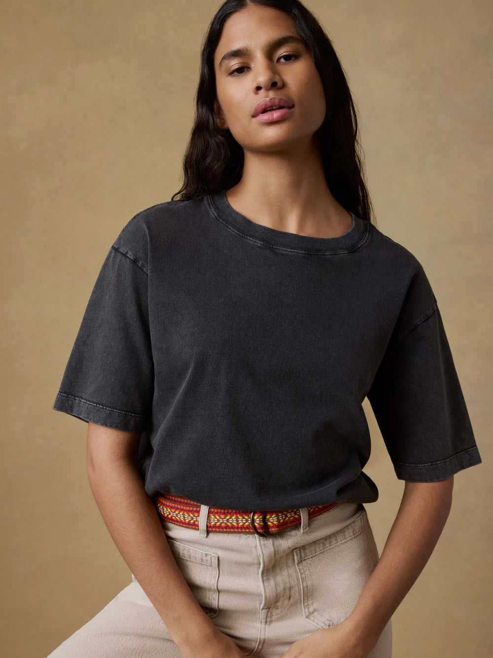 SERENOVAA  Recycled Cotton Vintage Tee - Washed Black