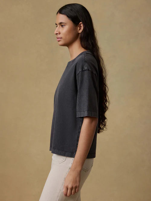 SERENOVAA  Recycled Cotton Vintage Tee - Washed Black